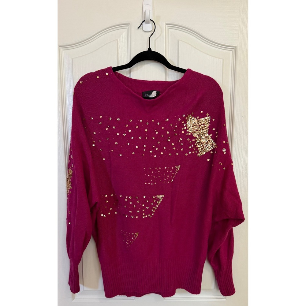 Joseph Ho Magenta Vintage Lambswool Angora Blend Sweater Sequin Women's
Medium